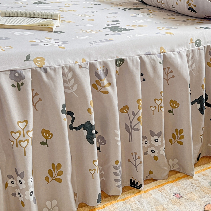 91家纺网 家纺一手货源 找家纺 极梦家纺 2025新款磨毛印花床裙三件套（支持定制） （总链接二） 丛林猫