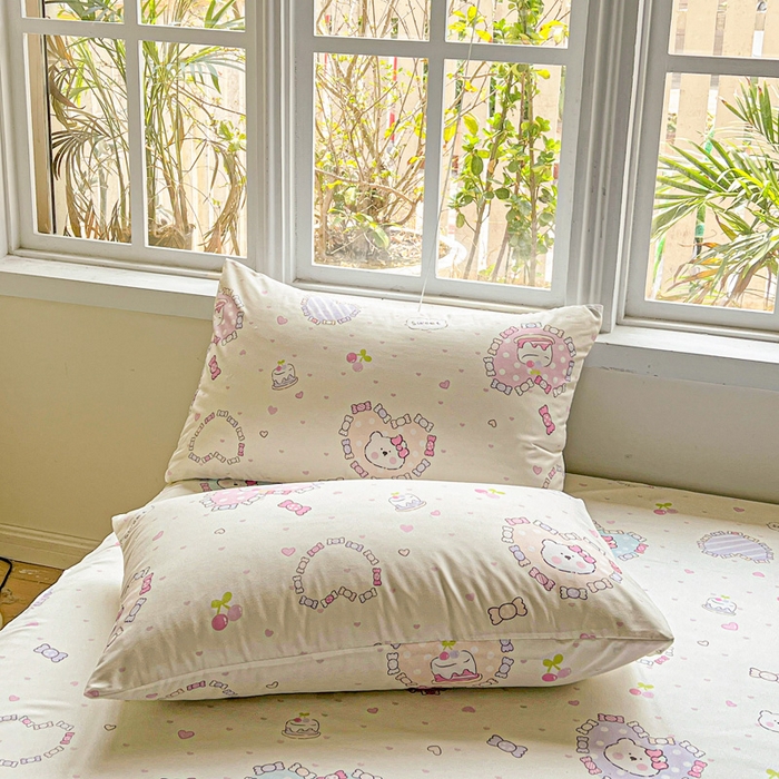 91家纺网 家纺一手货源 找家纺 极梦家纺 2025新款磨毛印花床裙三件套（支持定制） （总链接二） 爱心粉兔