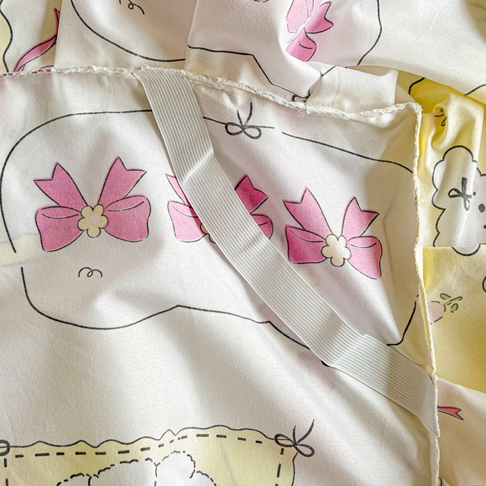 91家纺网 家纺一手货源 找家纺 极梦家纺 2025新款磨毛印花床裙三件套（支持定制） （总链接二） 甜橙气泡