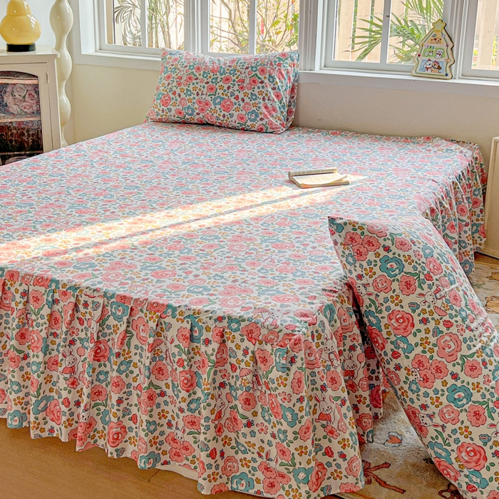 91家纺网 家纺一手货源 找家纺 极梦家纺 2025新款磨毛印花床裙三件套（支持定制） （总链接二） 万花世界