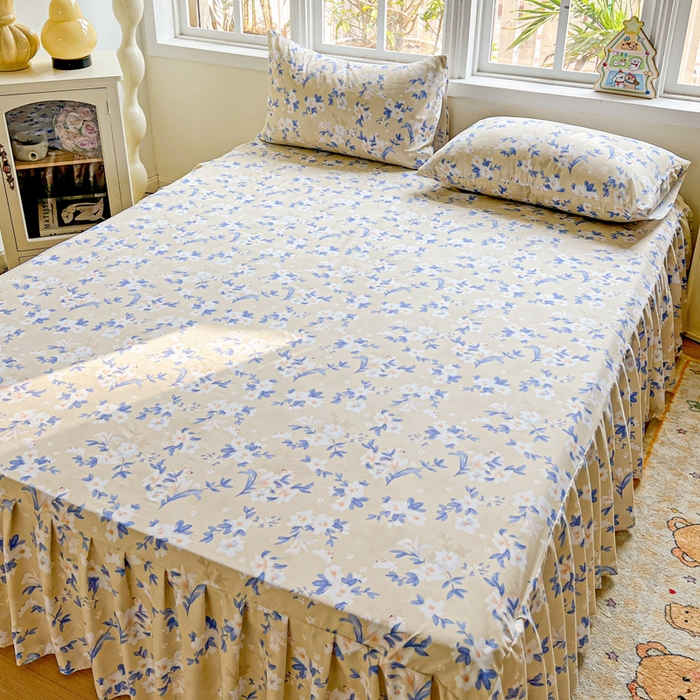 91家纺网 家纺一手货源 找家纺 极梦家纺 2025新款磨毛印花床裙三件套（支持定制） （总链接二） 四季花海