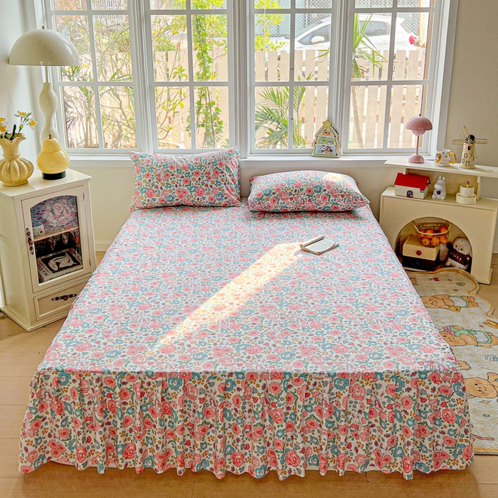 91家纺网 家纺一手货源 找家纺 极梦家纺 2025新款磨毛印花床裙三件套（支持定制） （总链接二） 万花世界