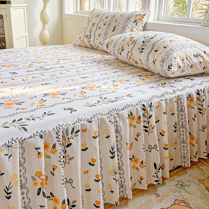 91家纺网 家纺一手货源 找家纺 极梦家纺 2025新款磨毛印花床裙三件套（支持定制） （总链接二） 迷情花海