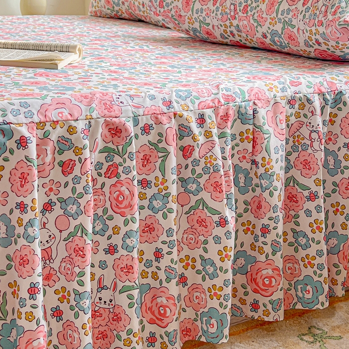 91家纺网 家纺一手货源 找家纺 极梦家纺 2025新款磨毛印花床裙三件套（支持定制） （总链接二） 万花世界