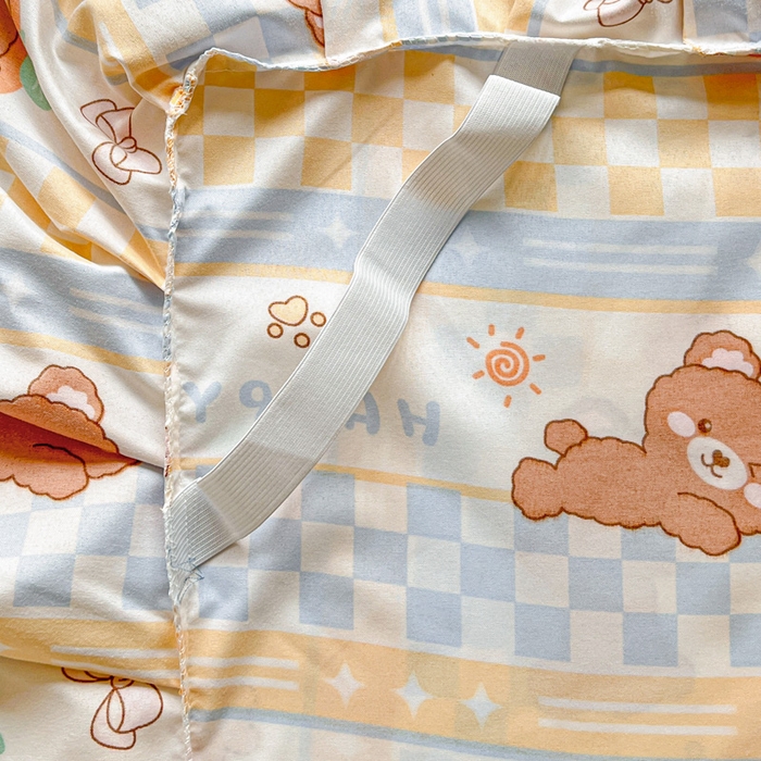 91家纺网 家纺一手货源 找家纺 极梦家纺 2025新款磨毛印花床裙三件套（支持定制） （总链接二） 小萌熊仔