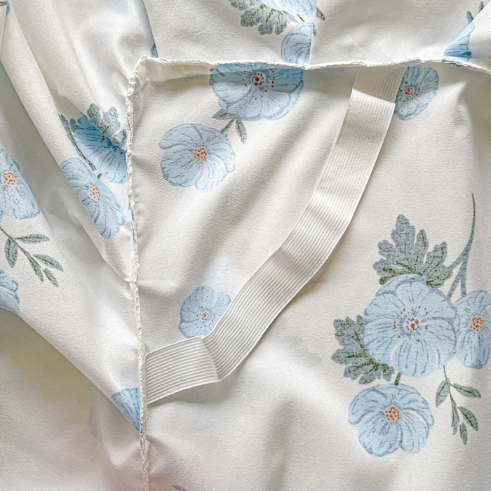 91家纺网 家纺一手货源 找家纺 极梦家纺 2025新款磨毛印花床裙三件套（支持定制） （总链接二） 蓝樱花语