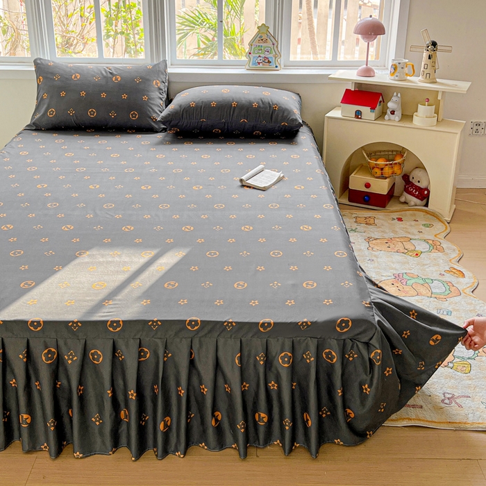 91家纺网 家纺一手货源 找家纺 极梦家纺 2025新款磨毛印花床裙三件套（支持定制） （总链接二） 小资生活