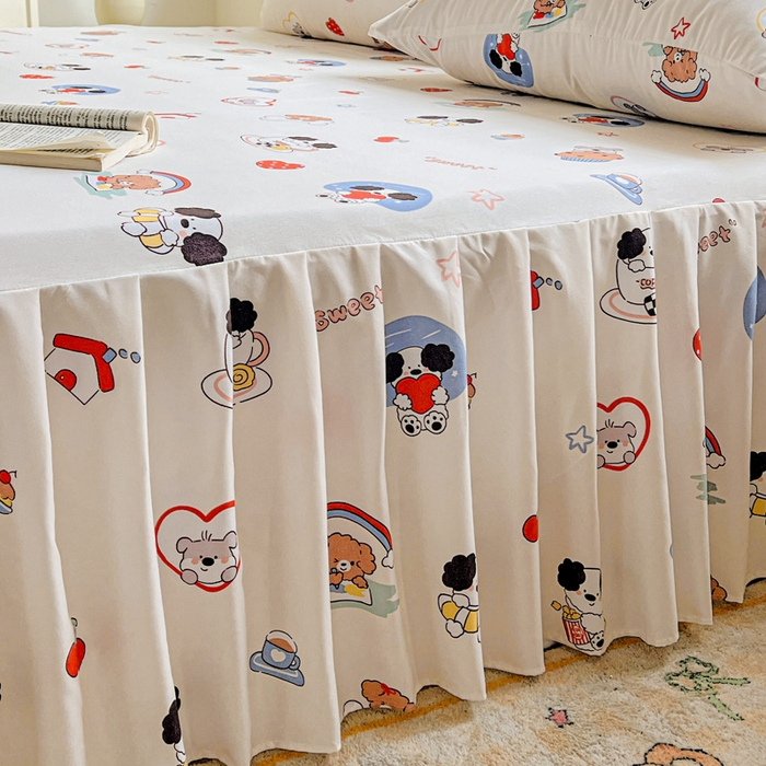 91家纺网 家纺一手货源 找家纺 极梦家纺 2025新款磨毛印花床裙三件套（支持定制） （总链接二） 童趣时光