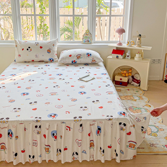 91家纺网 家纺一手货源 找家纺 极梦家纺 2025新款磨毛印花床裙三件套（支持定制） （总链接二） 童趣时光