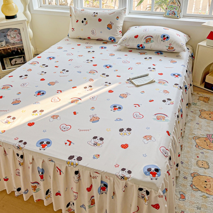 91家纺网 家纺一手货源 找家纺 极梦家纺 2025新款磨毛印花床裙三件套（支持定制） （总链接二） 童趣时光