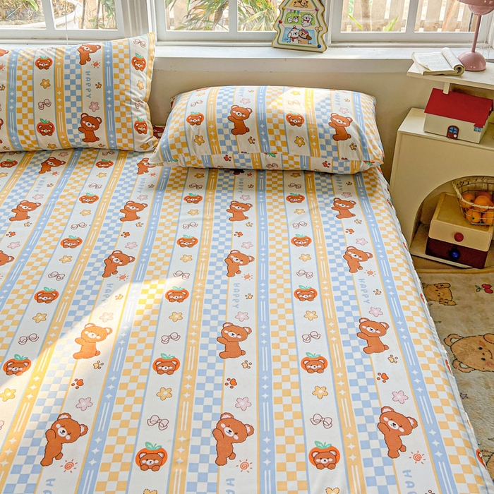 91家纺网 家纺一手货源 找家纺 极梦家纺 2025新款磨毛印花床裙三件套（支持定制） （总链接二） 小萌熊仔