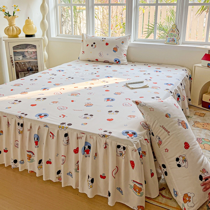 91家纺网 家纺一手货源 找家纺 极梦家纺 2025新款磨毛印花床裙三件套（支持定制） （总链接二） 童趣时光