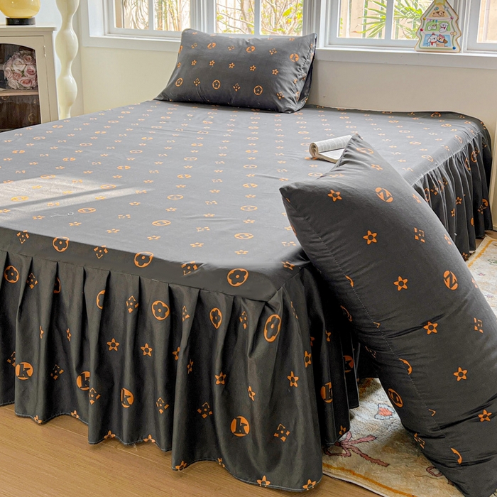 91家纺网 家纺一手货源 找家纺 极梦家纺 2025新款磨毛印花床裙三件套（支持定制） （总链接二） 小资生活