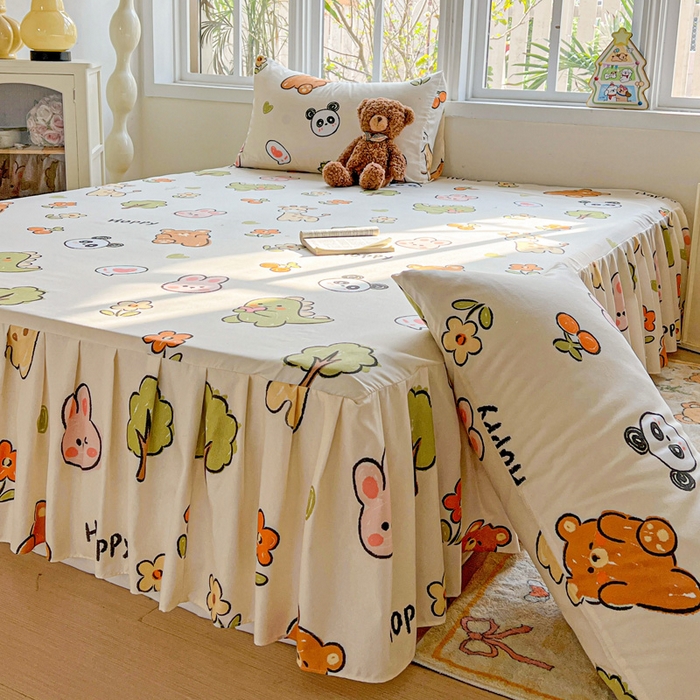 91家纺网 家纺一手货源 找家纺 极梦家纺 2025新款磨毛印花床裙三件套（支持定制） （总链接二） 欢乐派对