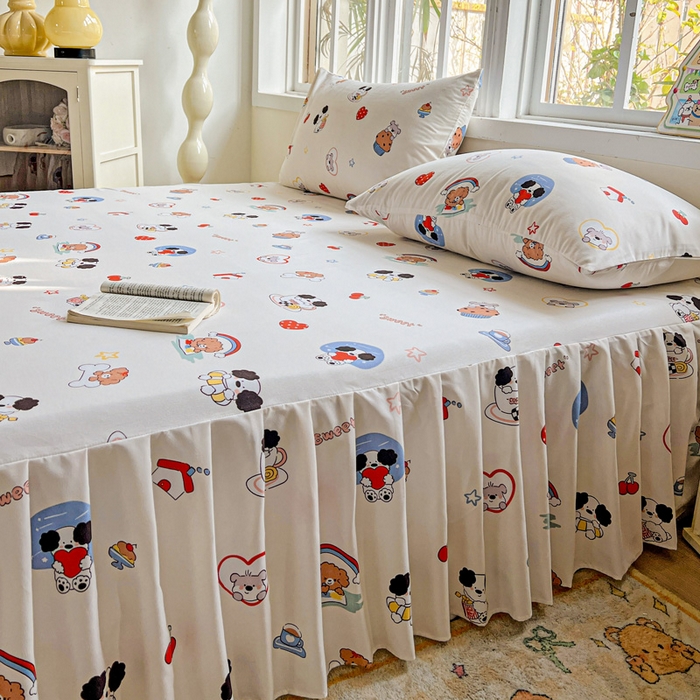 91家纺网 家纺一手货源 找家纺 极梦家纺 2025新款磨毛印花床裙三件套（支持定制） （总链接二） 童趣时光