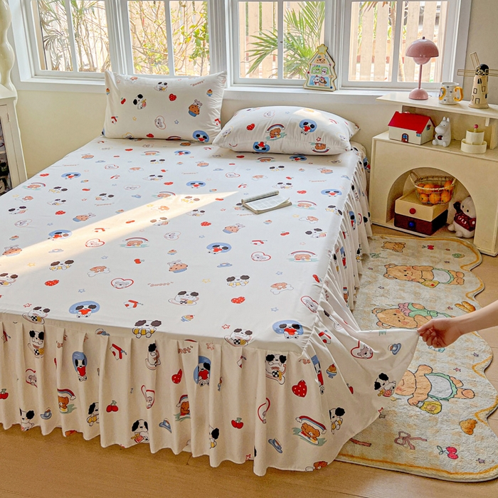 91家纺网 家纺一手货源 找家纺 极梦家纺 2025新款磨毛印花床裙三件套（支持定制） （总链接二） 童趣时光