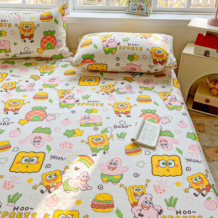 91家纺网 家纺一手货源 找家纺 极梦家纺 2026新款磨毛印花床裙三件套（支持定制） （总链接二） 汉堡小新