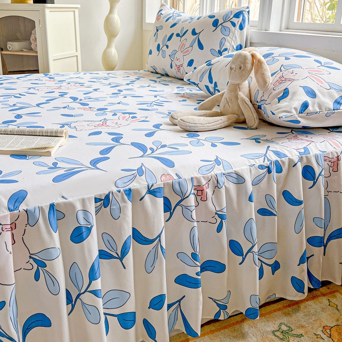 91家纺网 家纺一手货源 找家纺 极梦家纺 2025新款磨毛印花床裙三件套（支持定制） （总链接二） 米菲兔