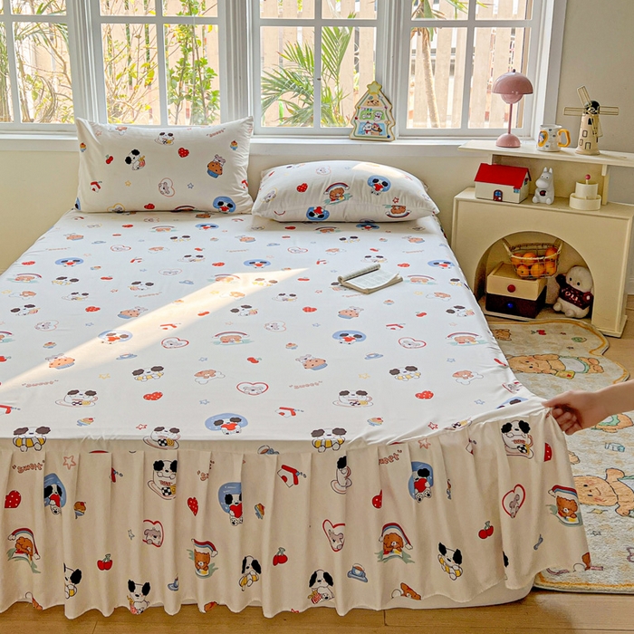 91家纺网 家纺一手货源 找家纺 极梦家纺 2025新款磨毛印花床裙三件套（支持定制） （总链接二） 童趣时光