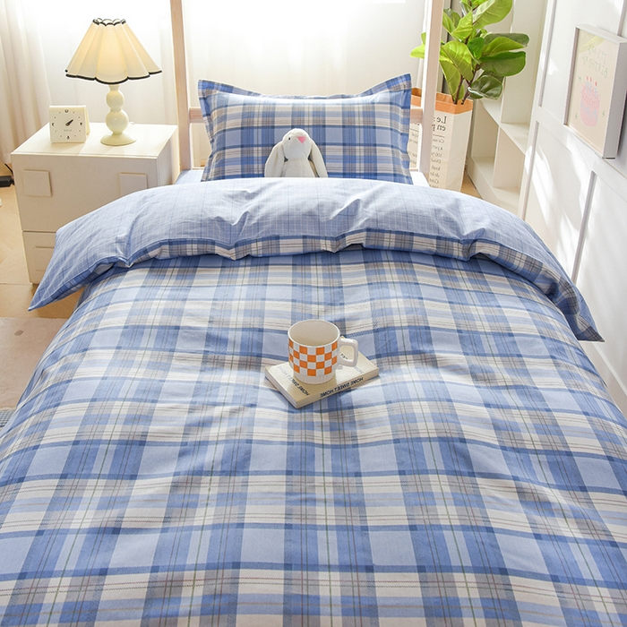 91家纺网 家纺一手货源 找家纺 鑫宇 2025新款全棉13372学生宿舍印花三件套上下铺六件套 梦的启航-蓝