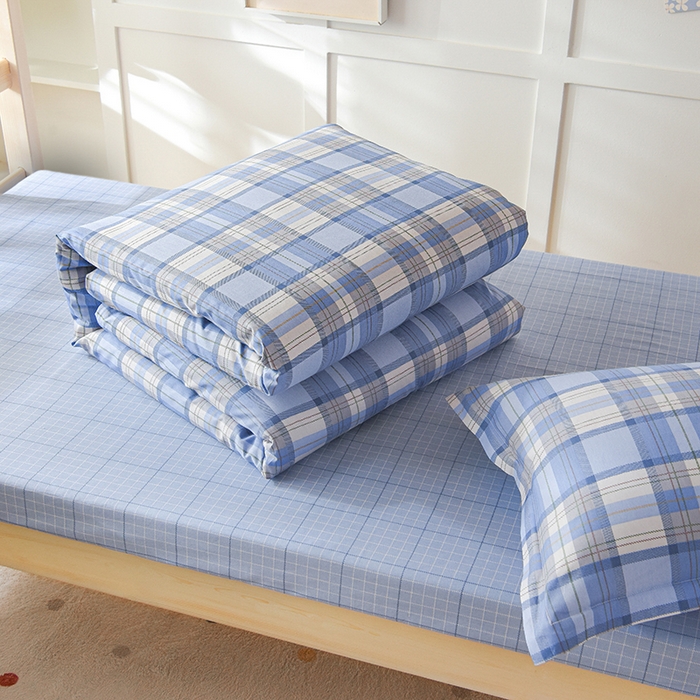 91家纺网 家纺一手货源 找家纺 鑫宇 2025新款全棉13372学生宿舍印花三件套上下铺六件套 梦的启航-蓝