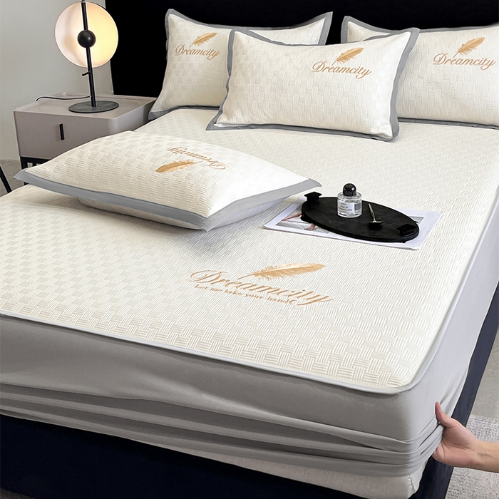 91家纺网 家纺一手货源 找家纺 如一2025新款A类刺绣PE中分子冰豆豆凉感软席-都市系列 都市-珍珠白