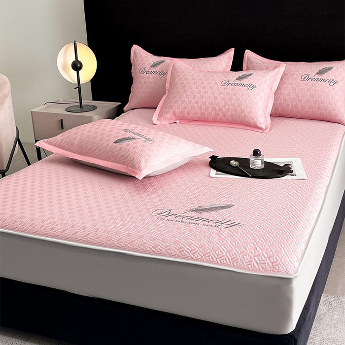 91家纺网 家纺一手货源 找家纺 如一2025新款A类刺绣PE中分子冰豆豆凉感软席-都市系列 都市-仲夏粉