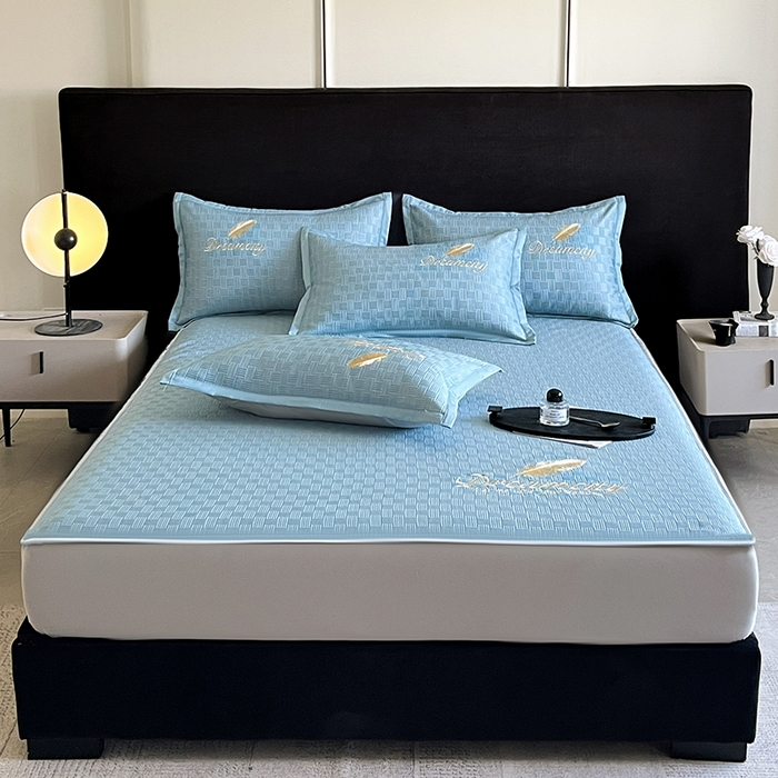 91家纺网 家纺一手货源 找家纺 如一2025新款A类刺绣PE中分子冰豆豆凉感软席-都市系列 都市-月光蓝