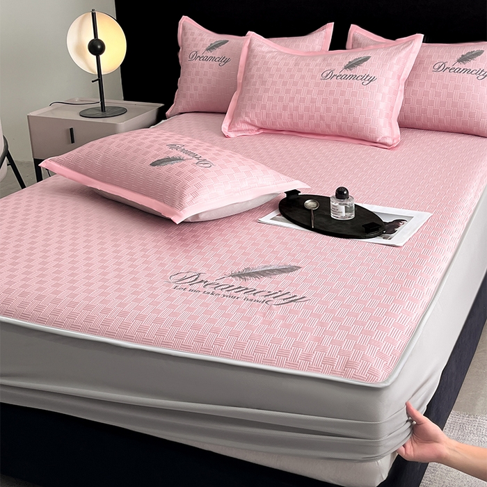 91家纺网 家纺一手货源 找家纺 如一2025新款A类刺绣PE中分子冰豆豆凉感软席-都市系列 都市-仲夏粉