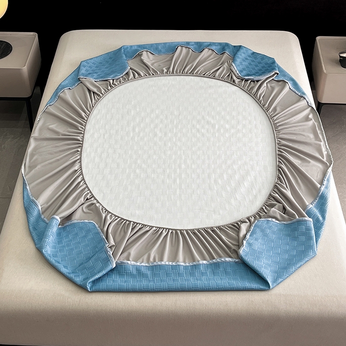 91家纺网 家纺一手货源 找家纺 如一2025新款A类刺绣PE中分子冰豆豆凉感软席-都市系列 都市-月光蓝