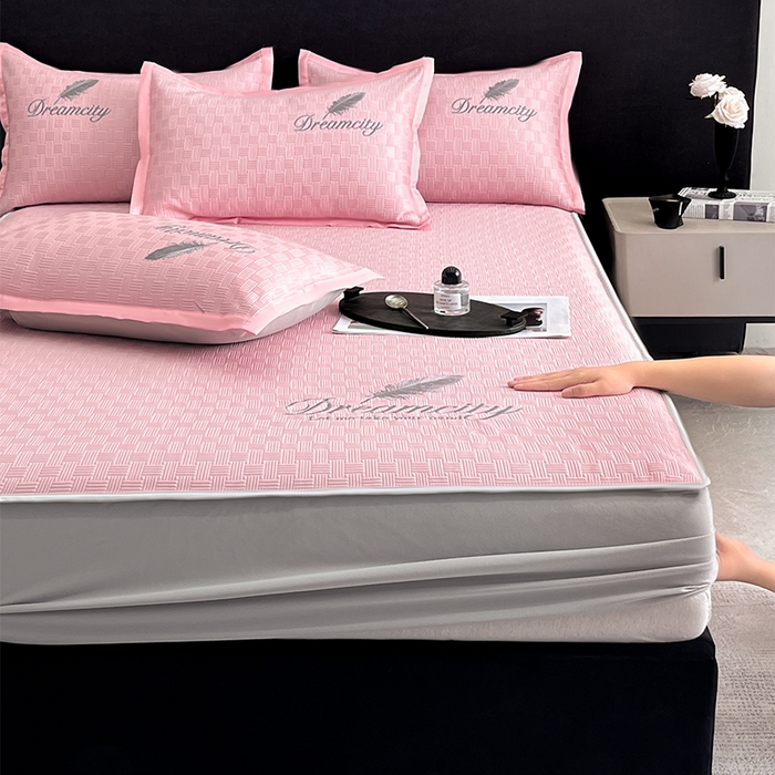 91家纺网 家纺一手货源 找家纺 如一2025新款A类刺绣PE中分子冰豆豆凉感软席-都市系列 都市-仲夏粉