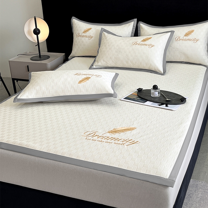 91家纺网 家纺一手货源 找家纺 如一2025新款A类刺绣PE中分子冰豆豆凉感软席-都市系列 都市-珍珠白