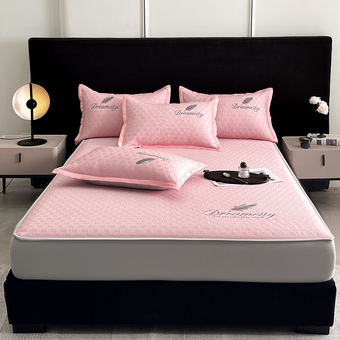 91家纺网 家纺一手货源 找家纺 如一2025新款A类刺绣PE中分子冰豆豆凉感软席-都市系列 都市-仲夏粉