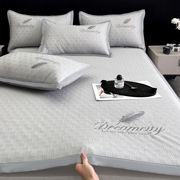 91家纺网 家纺一手货源 找家纺 如一2025新款A类刺绣PE中分子冰豆豆凉感软席-都市系列 都市-星辰银