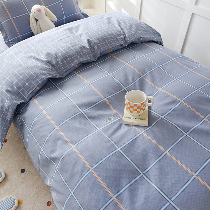 91家纺网 家纺一手货源 找家纺 鑫宇 2025新款全棉13372学生宿舍印花三件套上下铺六件套 新都时尚-灰