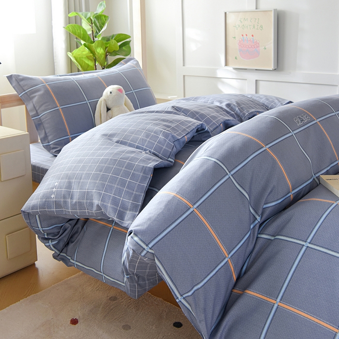 91家纺网 家纺一手货源 找家纺 鑫宇 2025新款全棉13372学生宿舍印花三件套上下铺六件套 新都时尚-灰