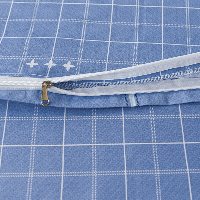 91家纺网 家纺一手货源 找家纺 鑫宇 2025新款全棉13372学生宿舍印花三件套上下铺六件套 新都时尚-蓝