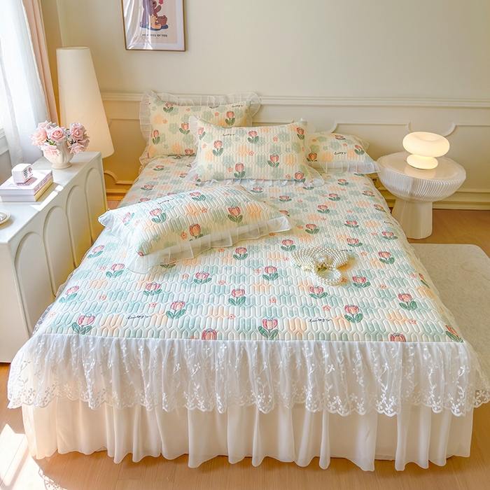 91家纺网 家纺一手货源 找家纺 （总）网红馆（ck家纺） 2025春夏新款印花凉感丝乳胶床裙凉席空调席夏被空调被