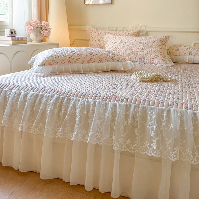 91家纺网 家纺一手货源 找家纺 网红馆（ck家纺） 2025春夏新款印花凉感丝乳胶床裙凉席空调席夏被空调被 花样年华 粉