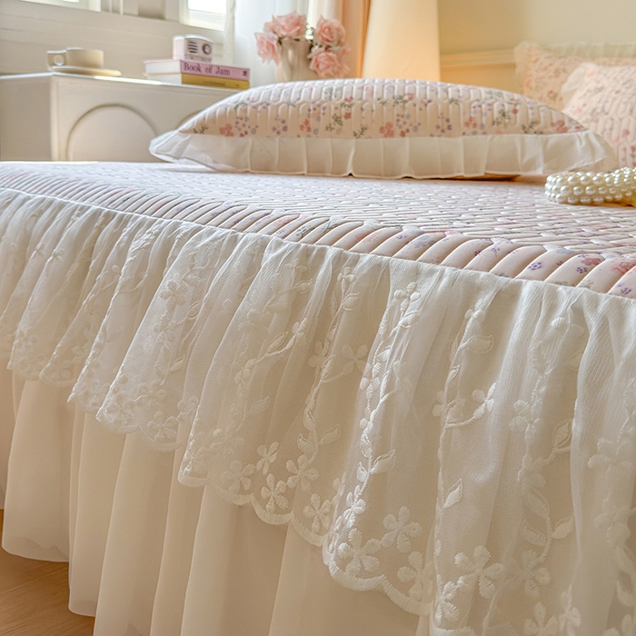 91家纺网 家纺一手货源 找家纺 网红馆（ck家纺） 2025春夏新款印花凉感丝乳胶床裙凉席空调席夏被空调被 花样年华 粉