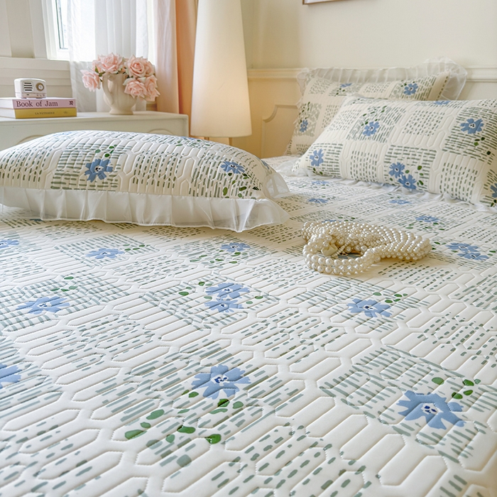 91家纺网 家纺一手货源 找家纺 网红馆（ck家纺） 2025春夏新款印花凉感丝乳胶床裙凉席空调席夏被空调被 卉雅 兰