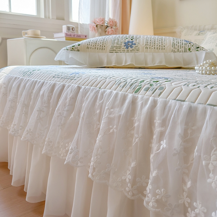 91家纺网 家纺一手货源 找家纺 网红馆（ck家纺） 2025春夏新款印花凉感丝乳胶床裙凉席空调席夏被空调被 卉雅 兰