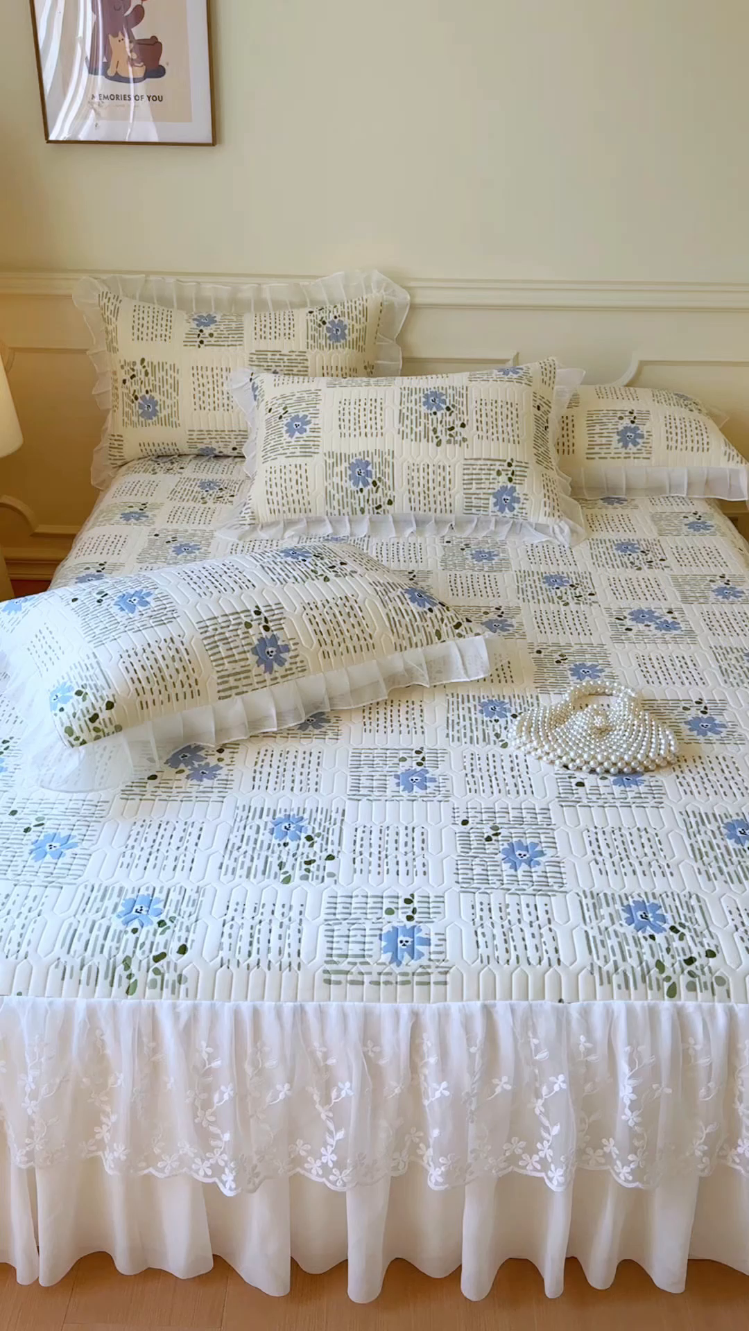 91家纺网 家纺一手货源 找家纺 网红馆（ck家纺） 2025春夏新款印花凉感丝乳胶床裙凉席空调席夏被空调被 卉雅 兰