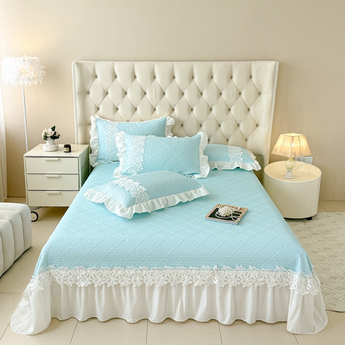  2025新款PE凉豆豆安娜系列凉席夏被三件套 安娜-浅蓝