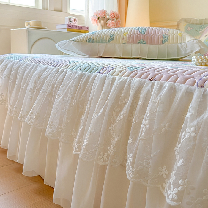 91家纺网 家纺一手货源 找家纺 网红馆（ck家纺） 2025春夏新款印花凉感丝乳胶床裙凉席空调席夏被空调被 翩翩起舞 粉