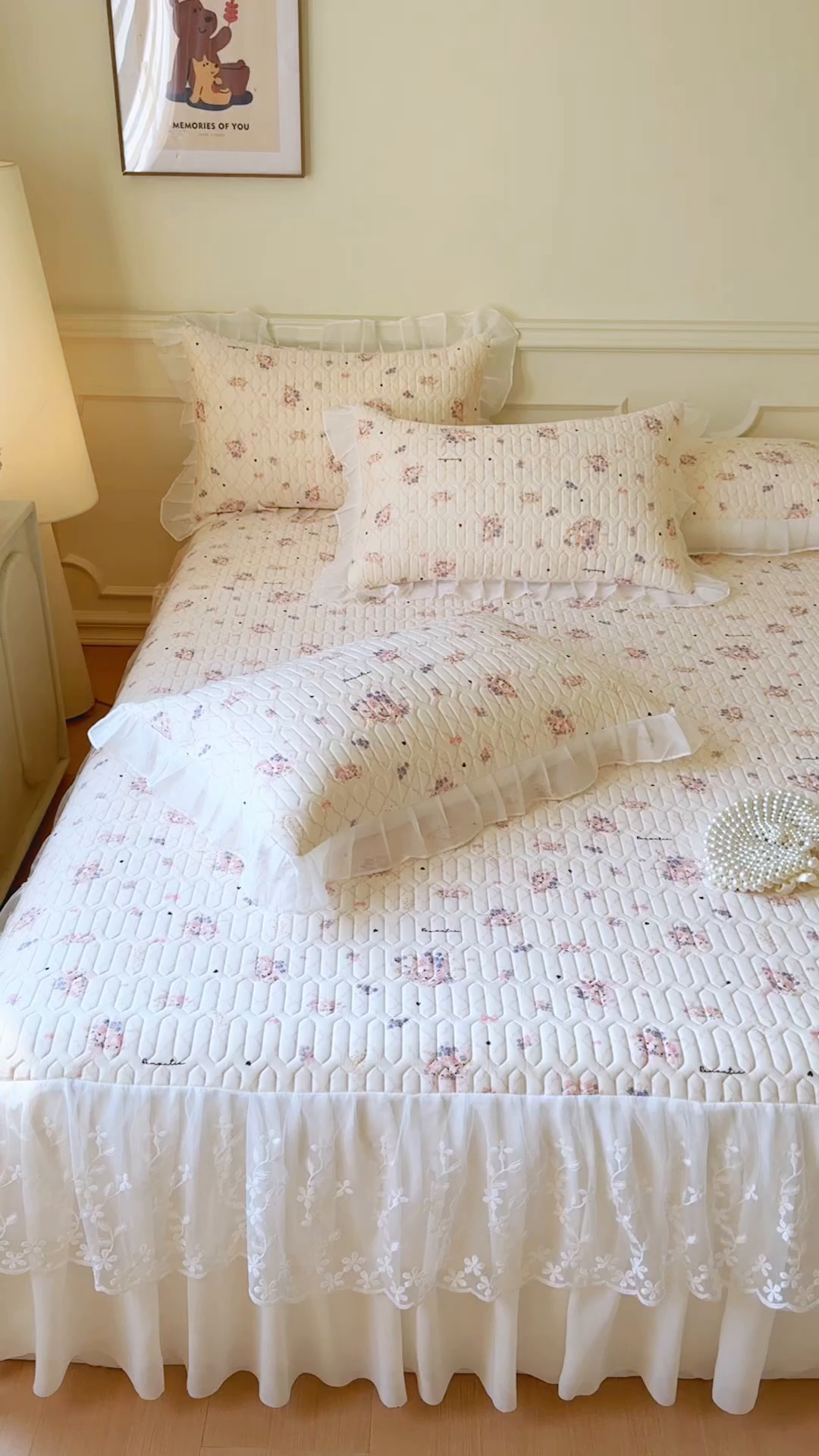 91家纺网 家纺一手货源 找家纺 网红馆（ck家纺） 2025春夏新款印花凉感丝乳胶床裙凉席空调席夏被空调被 艺梦 粉