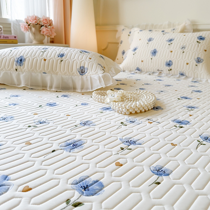 91家纺网 家纺一手货源 找家纺 网红馆（ck家纺） 2025春夏新款印花凉感丝乳胶床裙凉席空调席夏被空调被 玉秀 兰