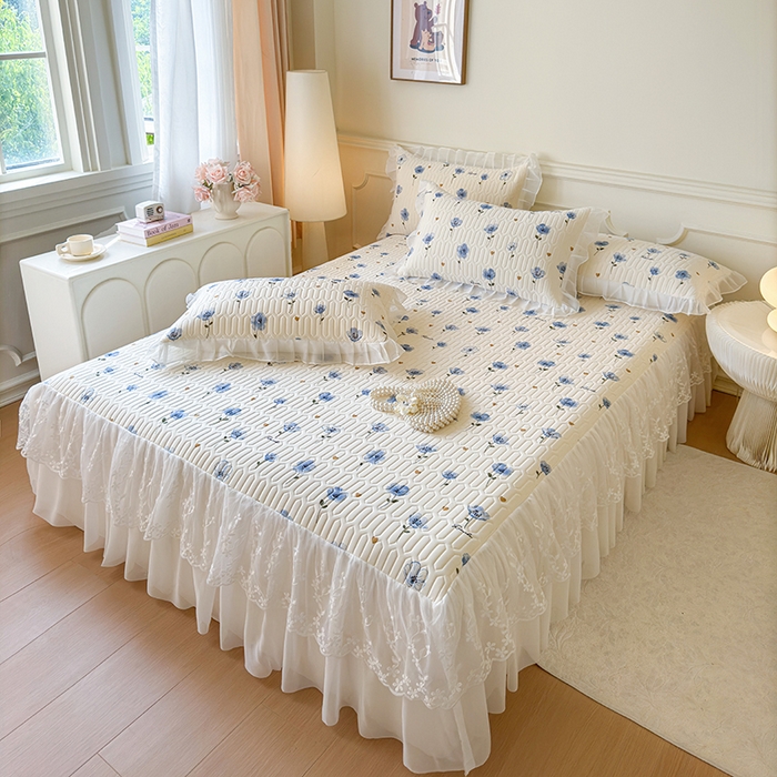 91家纺网 家纺一手货源 找家纺 网红馆（ck家纺） 2025春夏新款印花凉感丝乳胶床裙凉席空调席夏被空调被 玉秀 兰