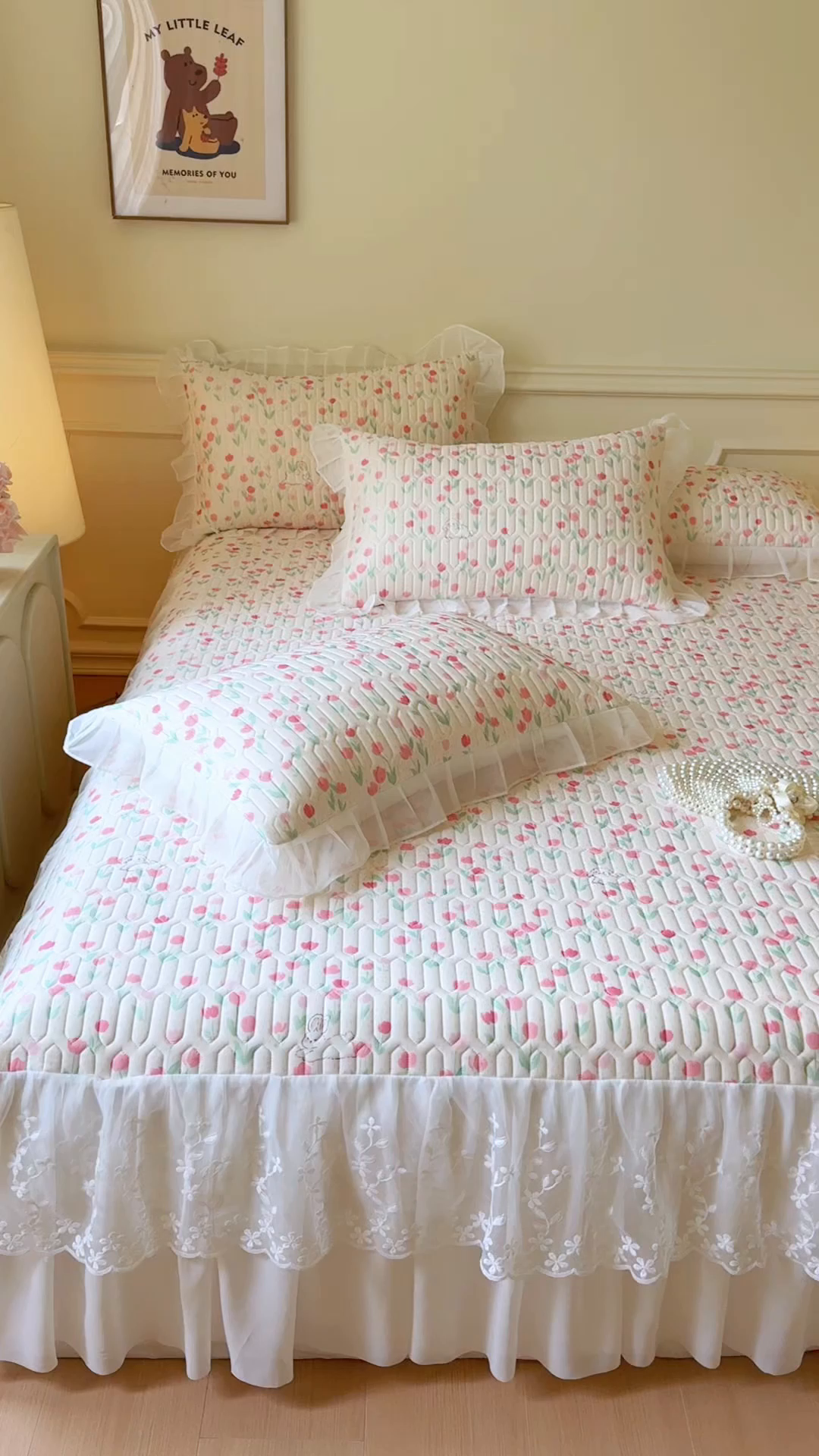 91家纺网 家纺一手货源 找家纺 网红馆（ck家纺） 2025春夏新款印花凉感丝乳胶床裙凉席空调席夏被空调被 郁兔 粉