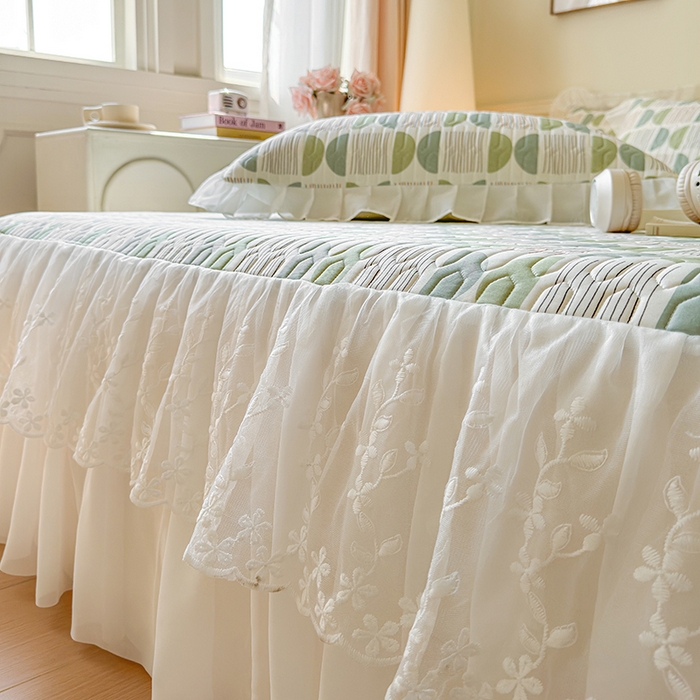 91家纺网 家纺一手货源 找家纺 网红馆（ck家纺） 2025春夏新款印花凉感丝乳胶床裙凉席空调席夏被空调被 圆梦 绿